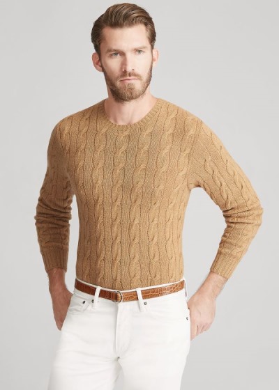 Ralph Lauren Cable-Knit Cashmere Striktrøje Herre Danmark (AIYVH0452)